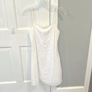 White Mini Dress with Lattice Design